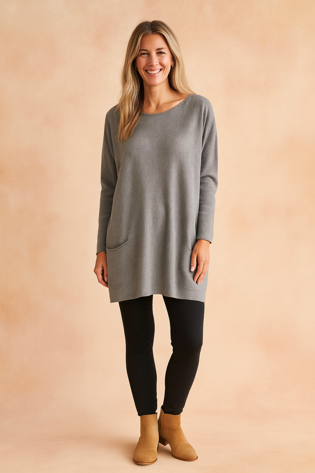 Oversize Damen Pullover mit Seitentaschen