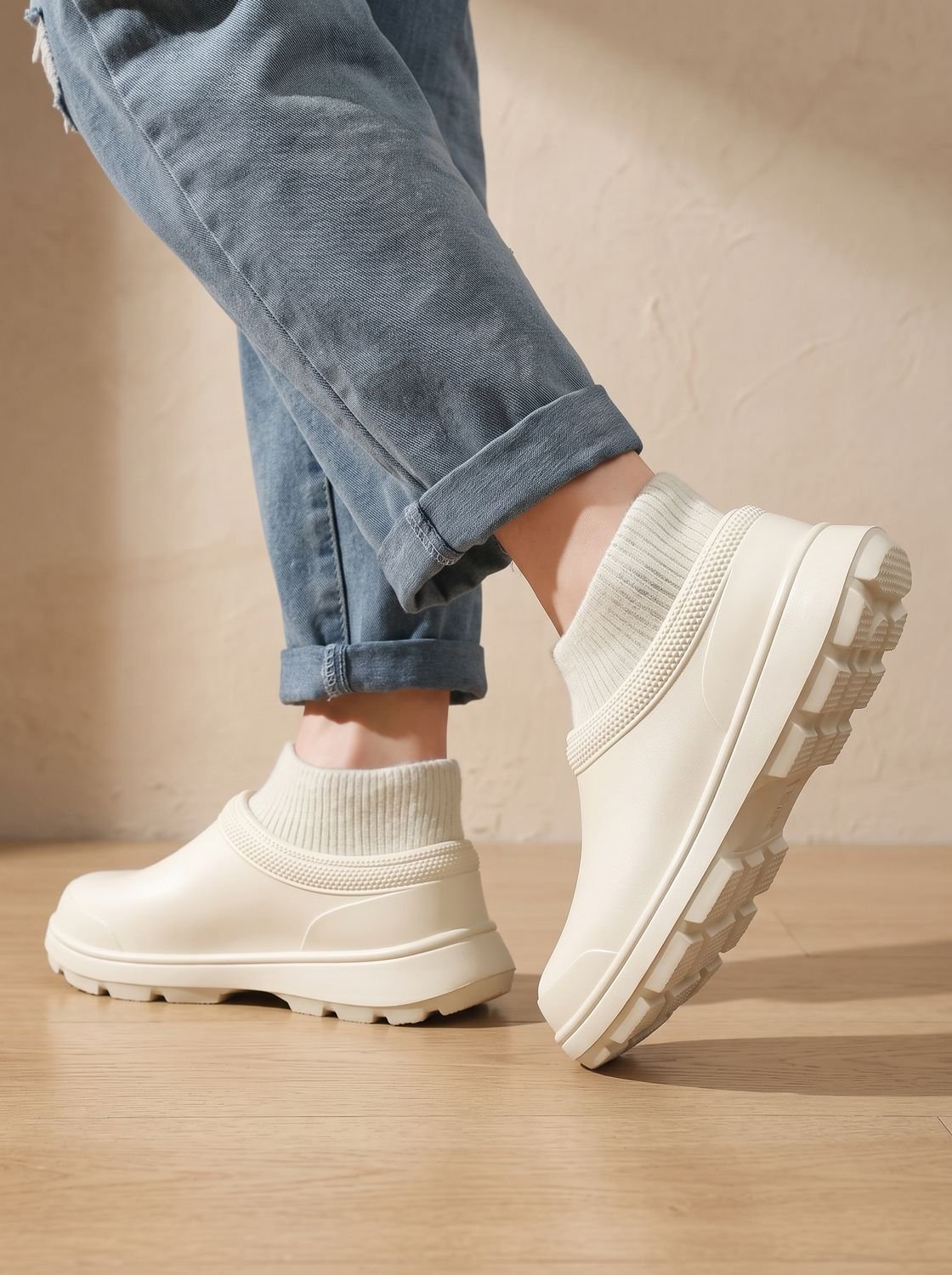 Damen Plateau Sneaker in Sockenoptik zum Hineinschlüpfen