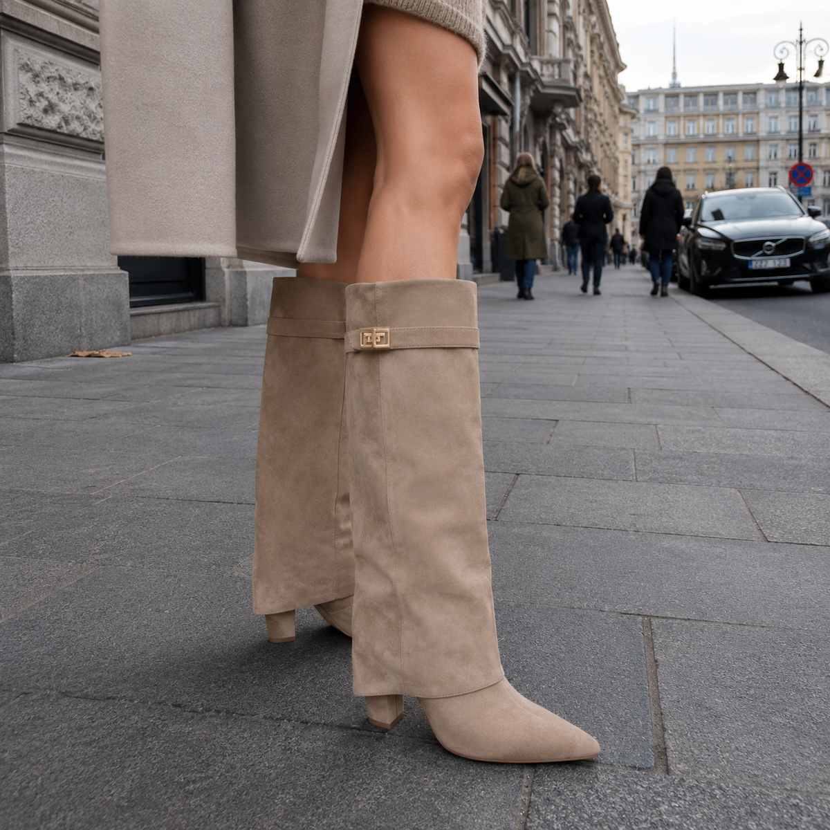Kniehohe Damenstiefel mit Hohem Absatz