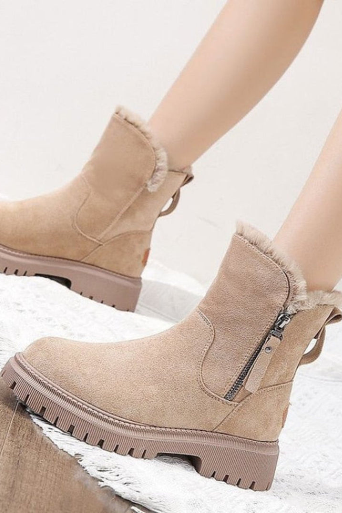 Gefütterte Damen Wildleder Stiefeletten mit Fleece