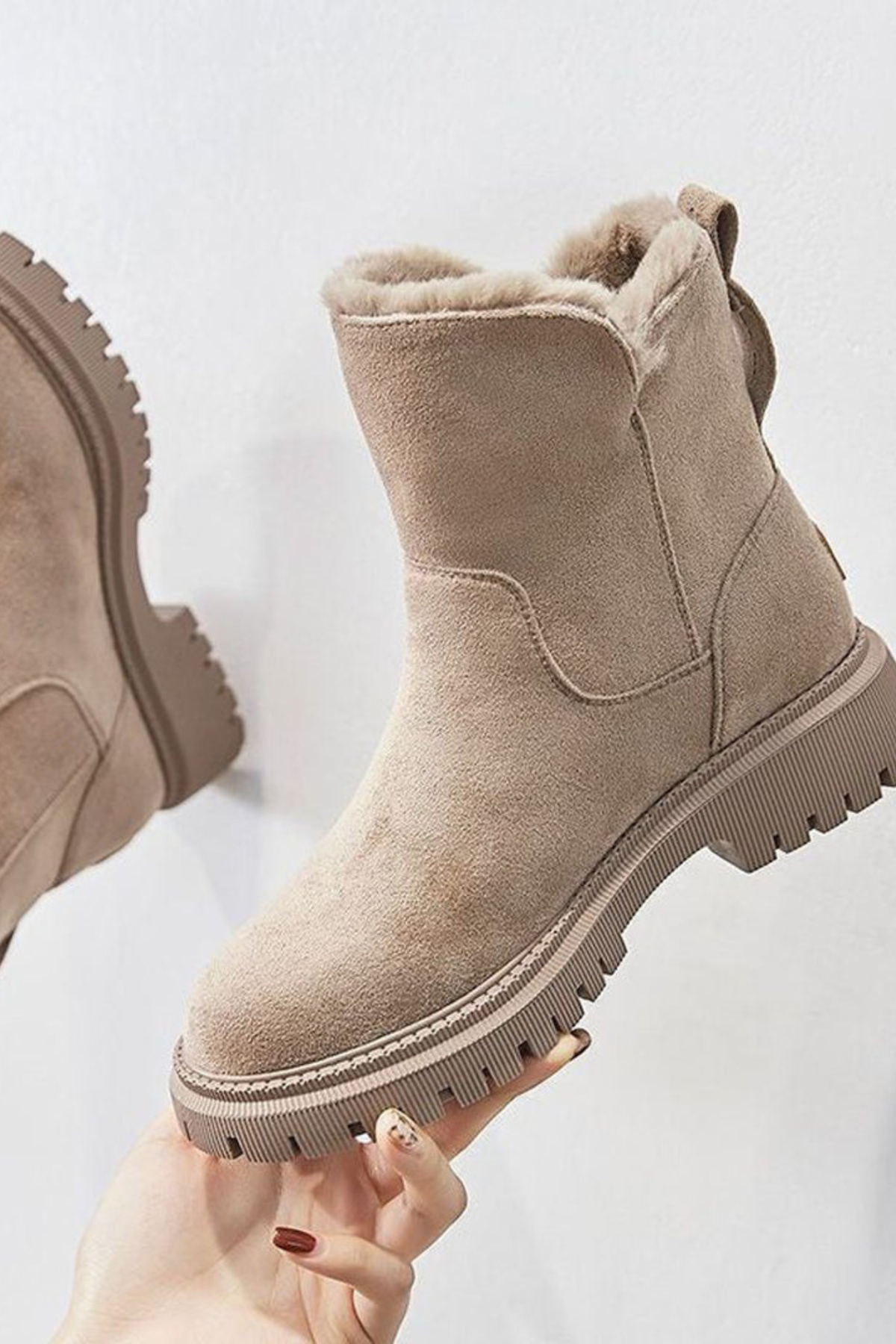 Gefütterte Damen Wildleder Stiefeletten mit Fleece