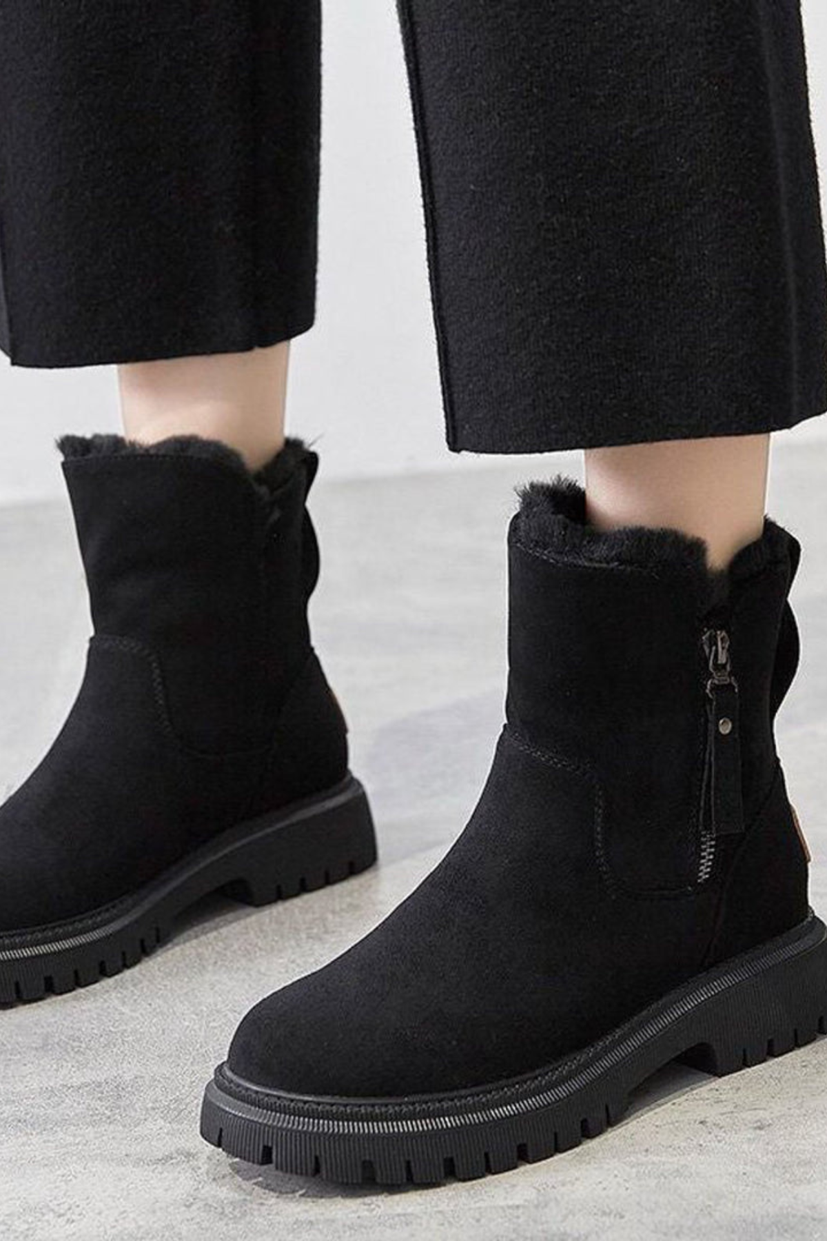 Gefütterte Damen Wildleder Stiefeletten mit Fleece