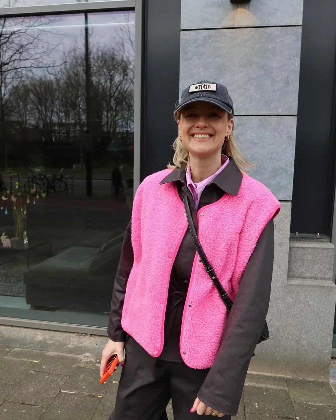 Damen Sherpa Fleece Weste mit Druckknöpfen