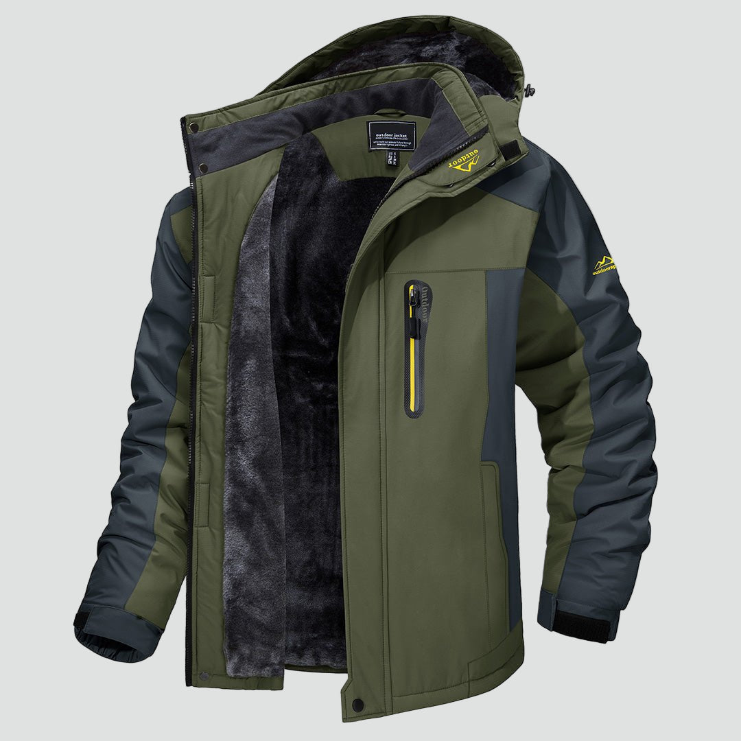 Wasserdichte Herren Winterjacke mit Kapuze und Fleecefutter
