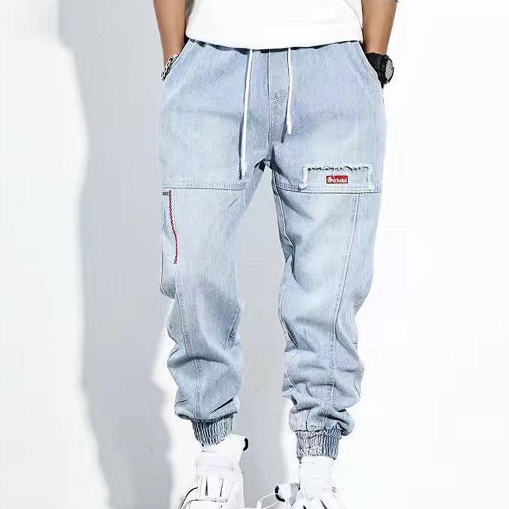 Lockere Herren Denim Jogger mit Kordelzug und Bündchen