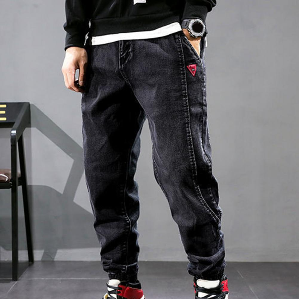 Lockere Herren Denim Jogger mit Kordelzug und Bündchen