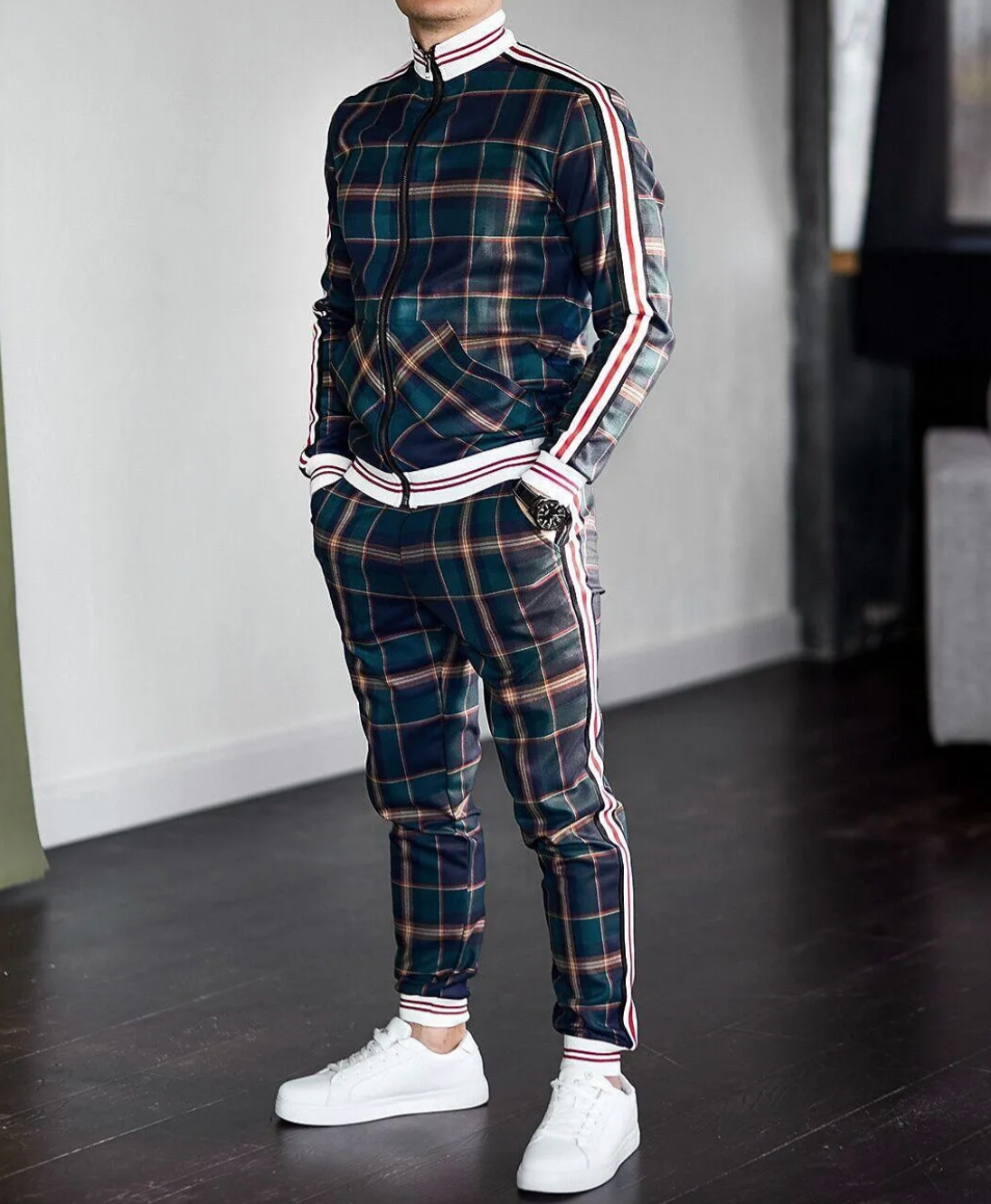 Herren Zweiteiler Jacke und Hose im Karodesign