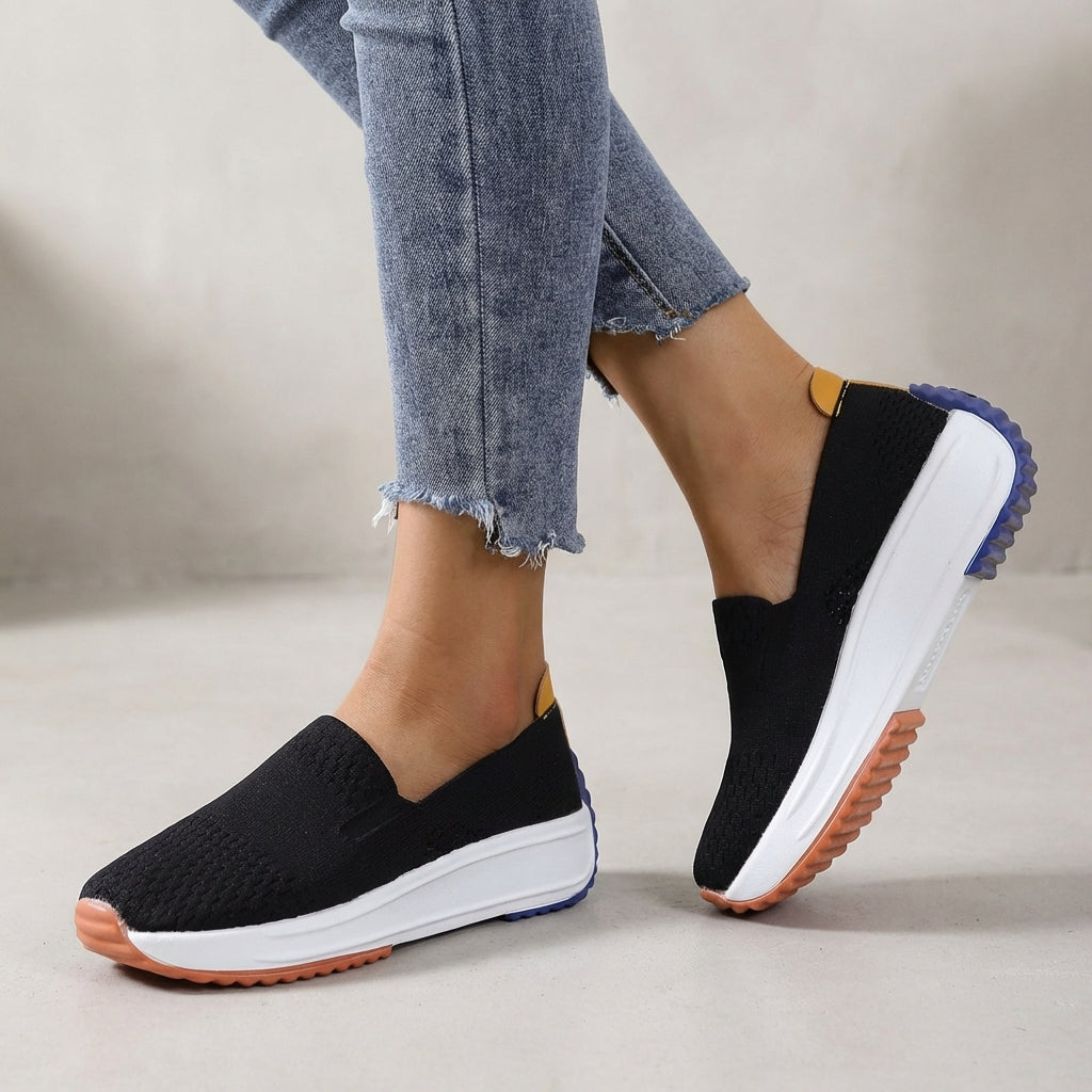 Orthopädische Damen Strick Sneaker mit Plateau