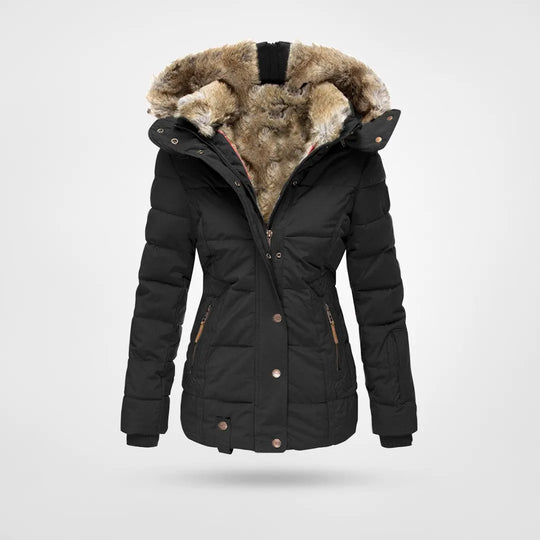 Damen Wintermantel Mit Fleecefutter Und Kapuze