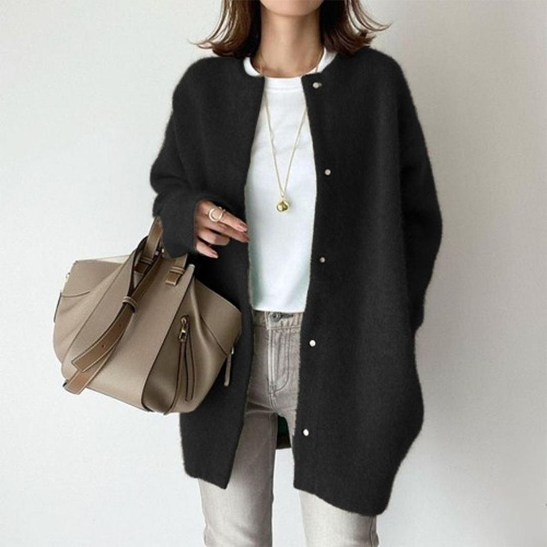 Flauschige Damen Strickjacke Mit Lockerer Passform