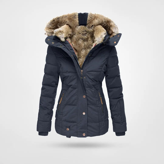 Damen Wintermantel Mit Fleecefutter Und Kapuze