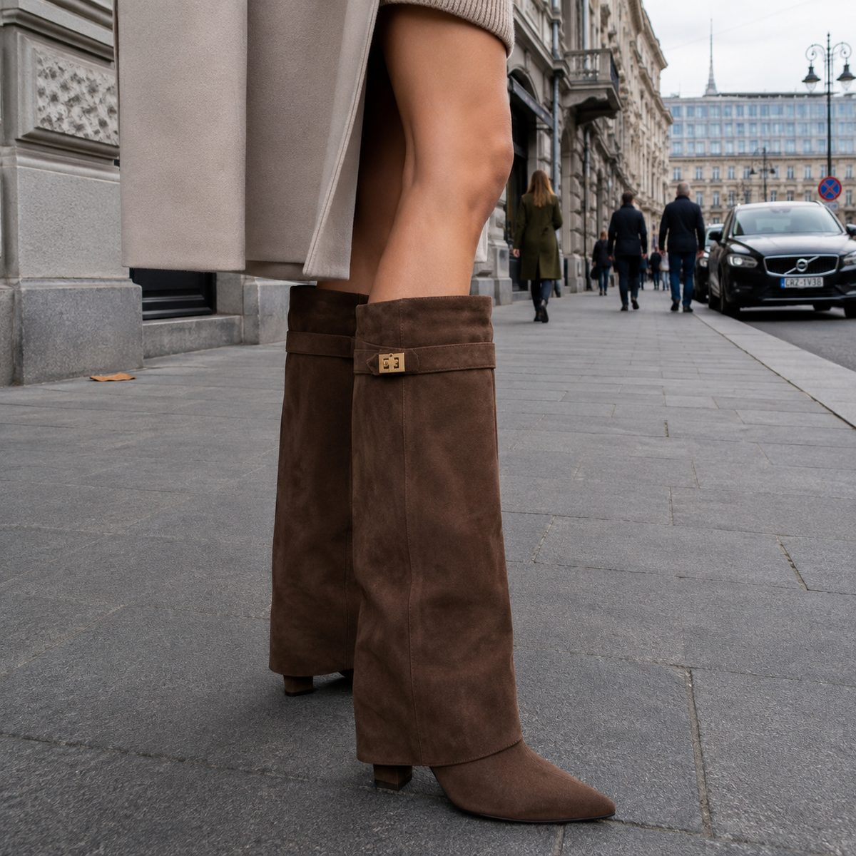 Kniehohe Damenstiefel mit Hohem Absatz