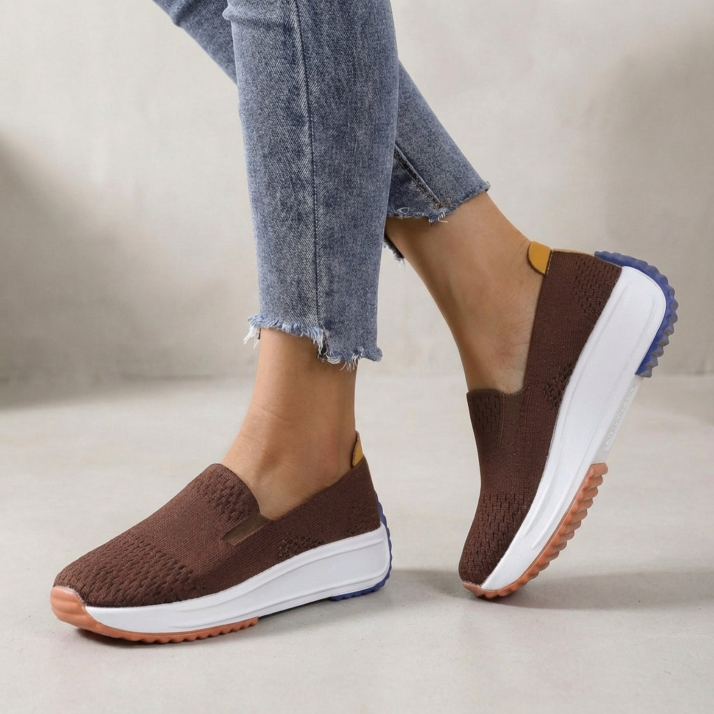 Orthopädische Damen Strick Sneaker mit Plateau