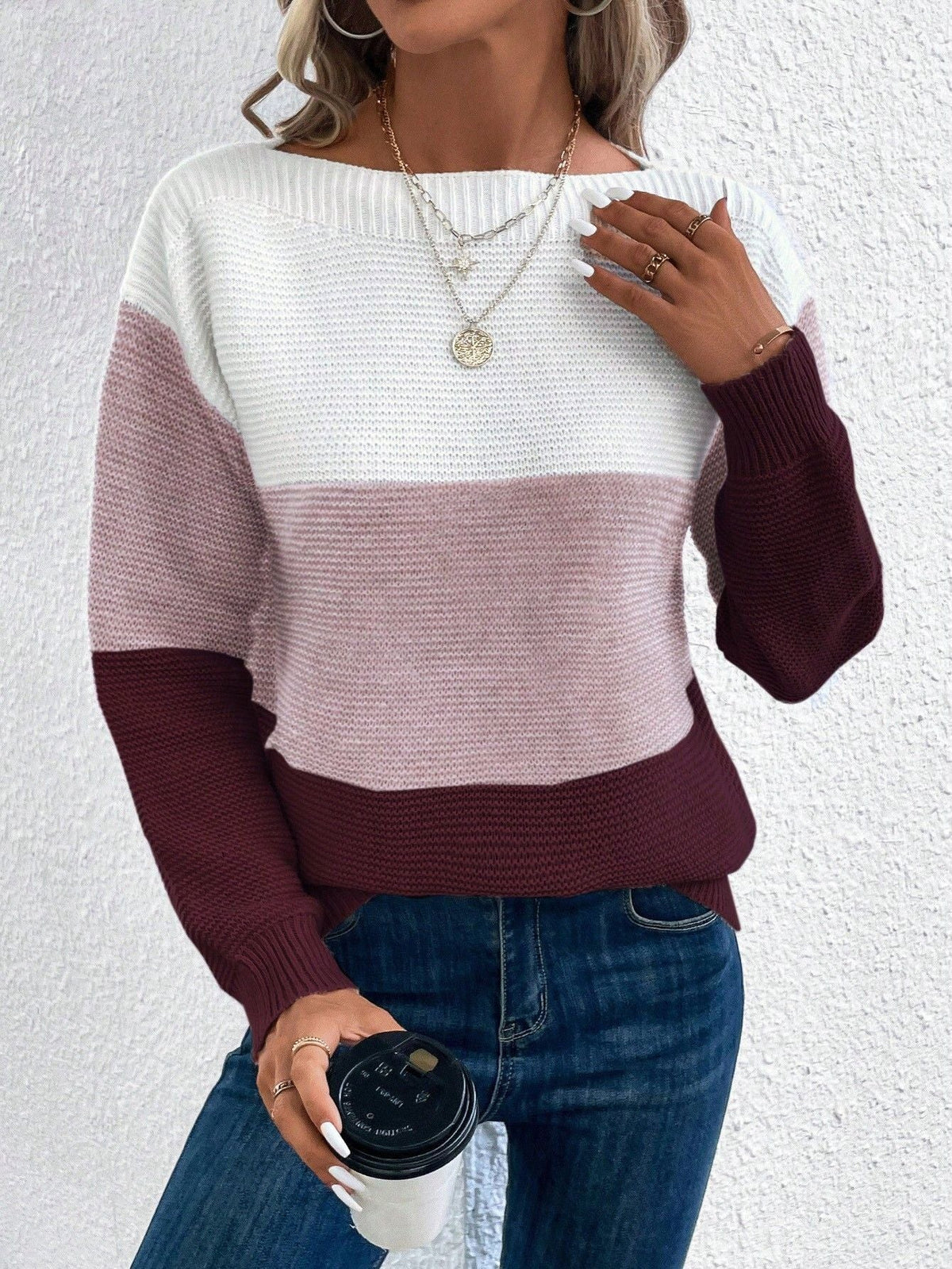 Damen Strickpullover Mit Ombré Farbverlauf