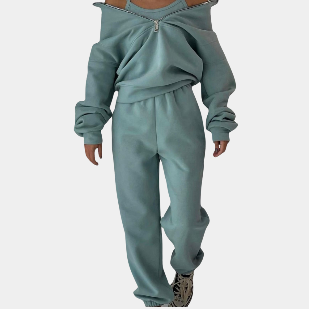 Lockerer Damen Jogginganzug Mit Half Zip Oberteil