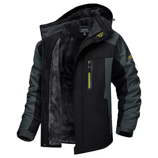 Wasserdichte Herren Winterjacke mit Kapuze und Fleecefutter