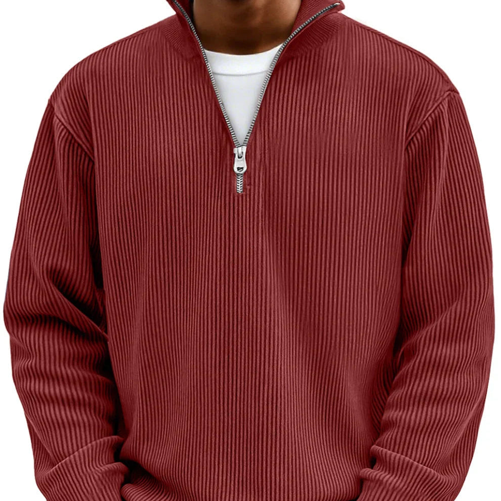 Herren Troyer Pullover Mit Reißverschluss Am Kragen