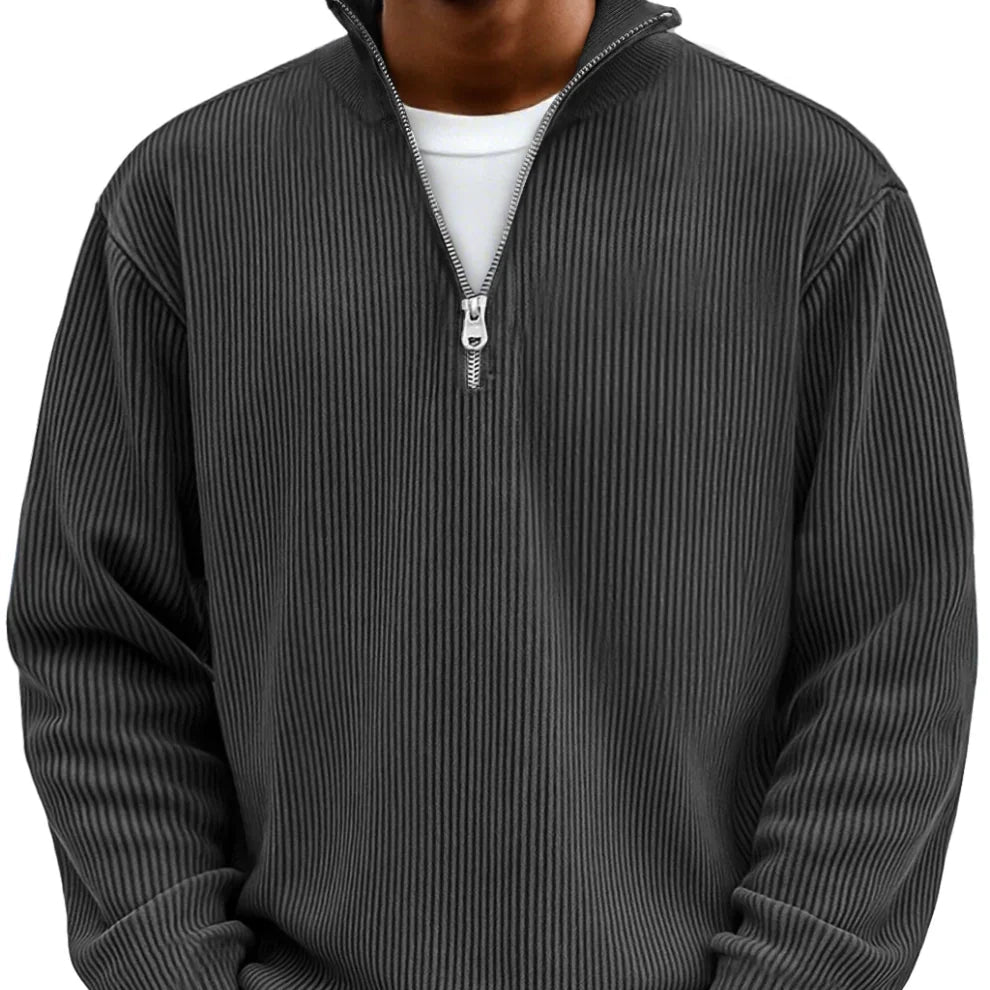 Herren Troyer Pullover Mit Reißverschluss Am Kragen