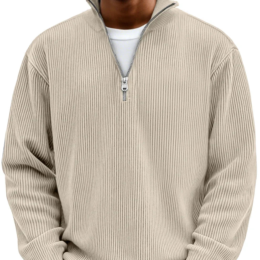 Herren Troyer Pullover Mit Reißverschluss Am Kragen