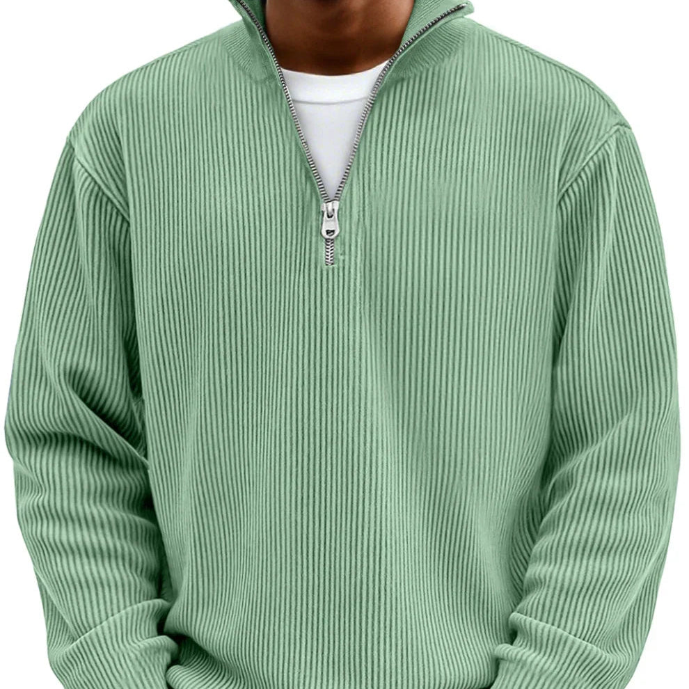 Herren Troyer Pullover Mit Reißverschluss Am Kragen