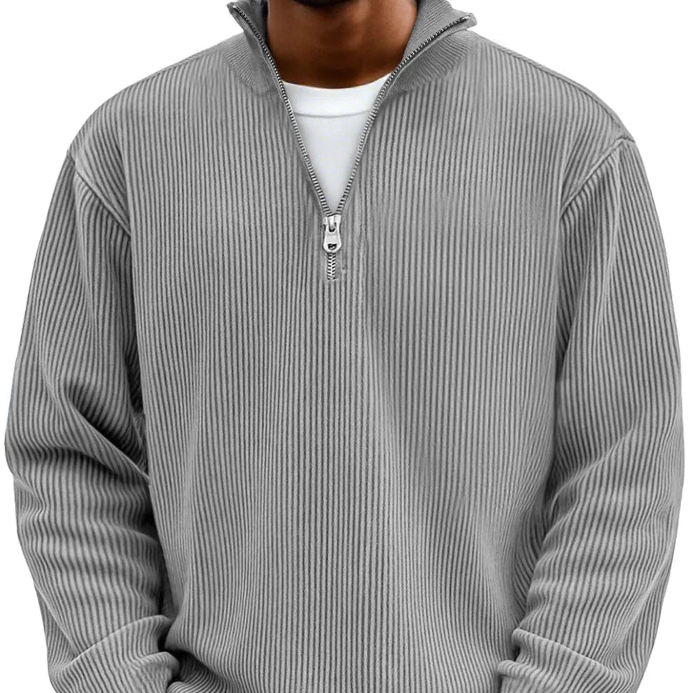 Herren Troyer Pullover Mit Reißverschluss Am Kragen