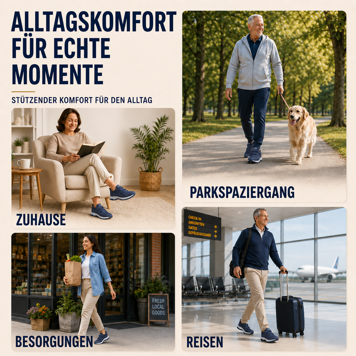 Orthopädischer Gehschuh mit Doppelklettverschluss und breiter Passform