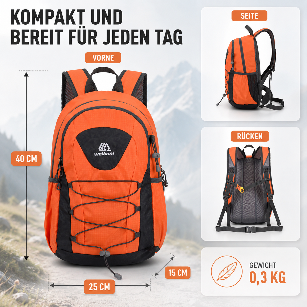 Ultraleichter Faltbarer Tagesrucksack für Alltag und Trail
