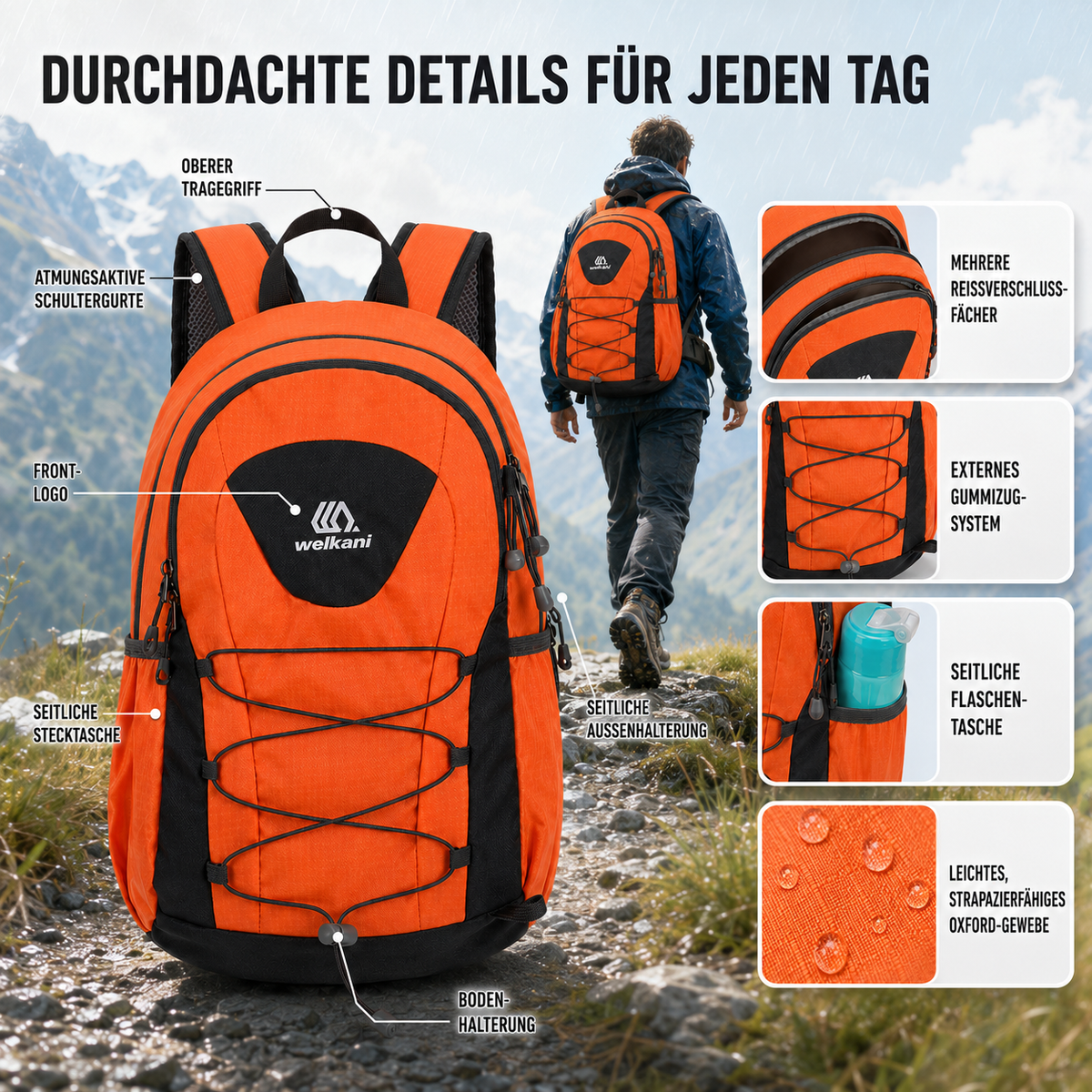 Ultraleichter Faltbarer Tagesrucksack für Alltag und Trail