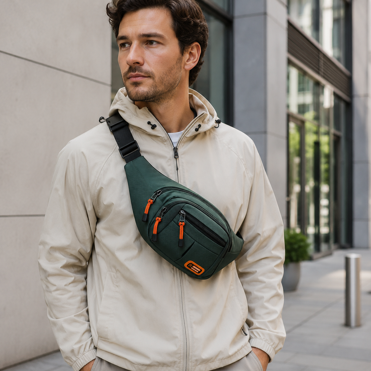 Robuste Gürteltasche mit Reissverschlussfächern für Alltag und Arbeit