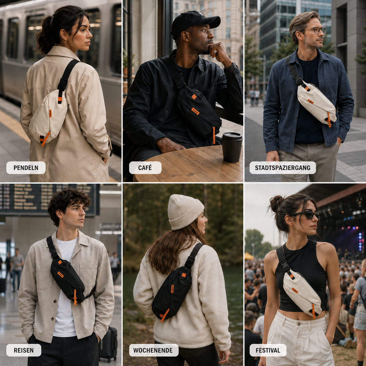 Lässige Brusttasche im Streetstyle mit verstellbarem Gurt
