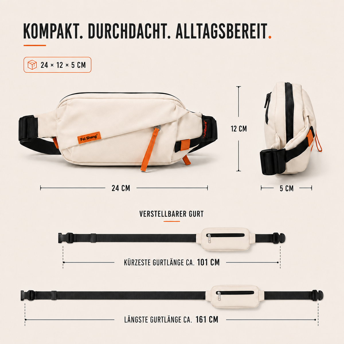 Lässige Brusttasche im Streetstyle mit verstellbarem Gurt