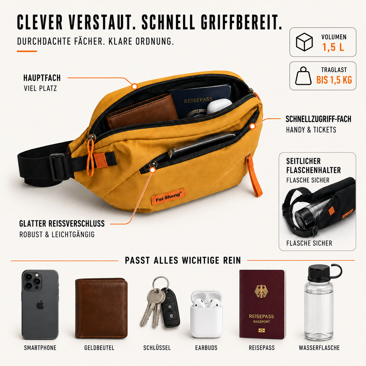 Lässige Brusttasche im Streetstyle mit verstellbarem Gurt