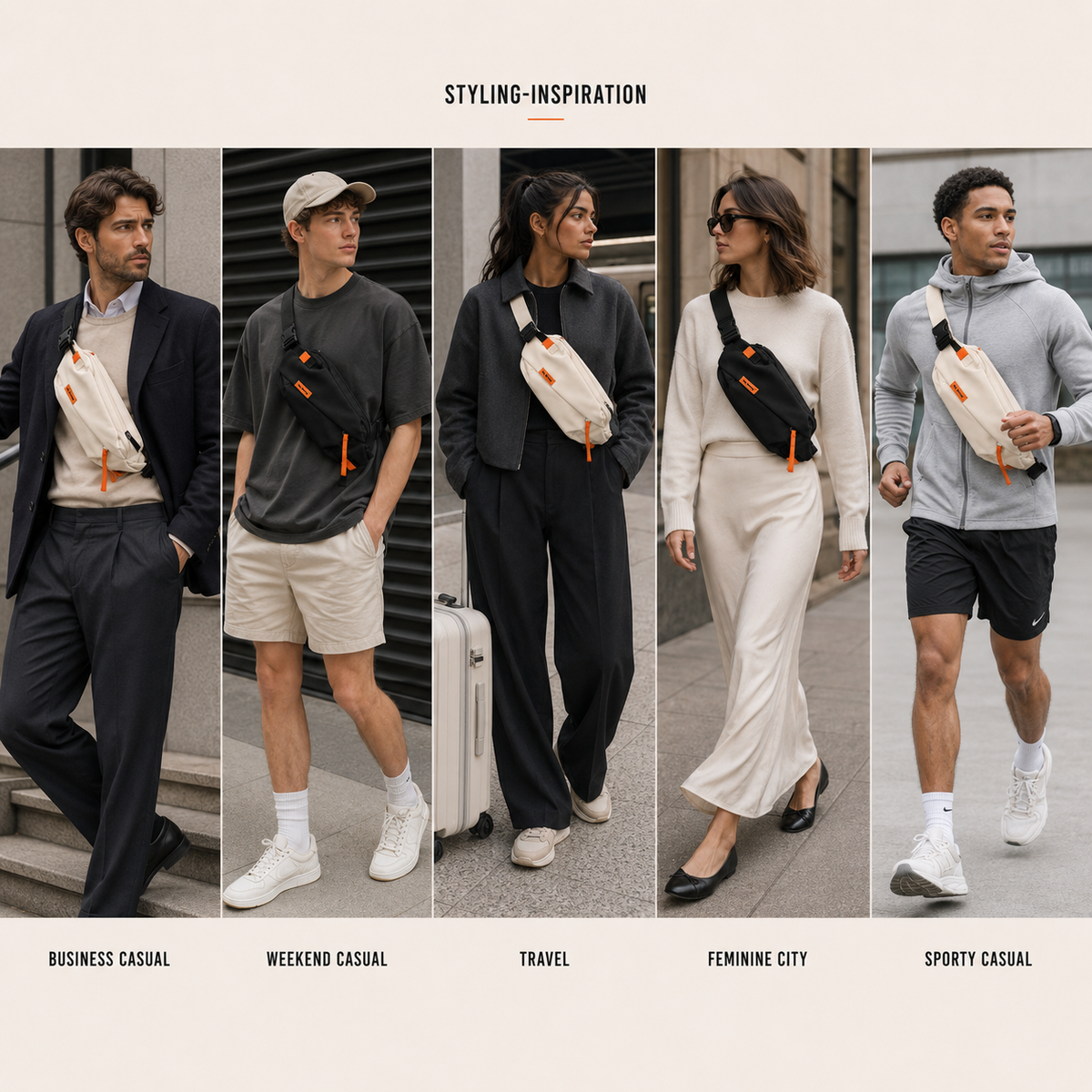 Lässige Brusttasche im Streetstyle mit verstellbarem Gurt