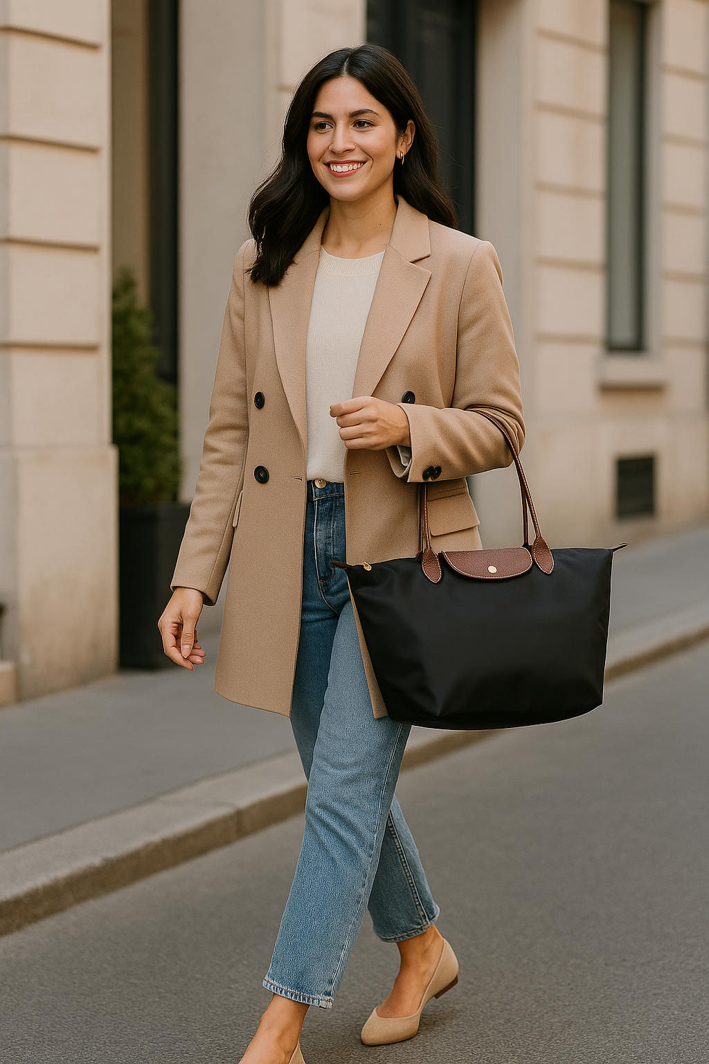 Elegante Damen Umhängetasche mit Schulterriemen und goldfarbenen Details