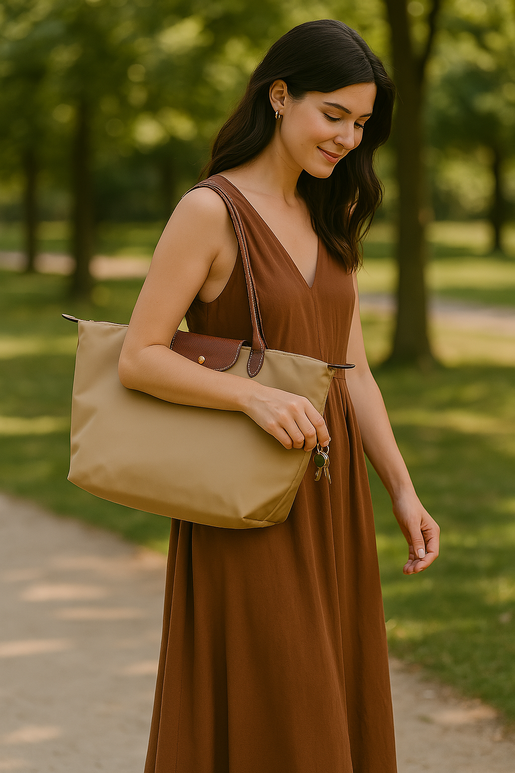 Elegante Damen Umhängetasche mit Schulterriemen und goldfarbenen Details