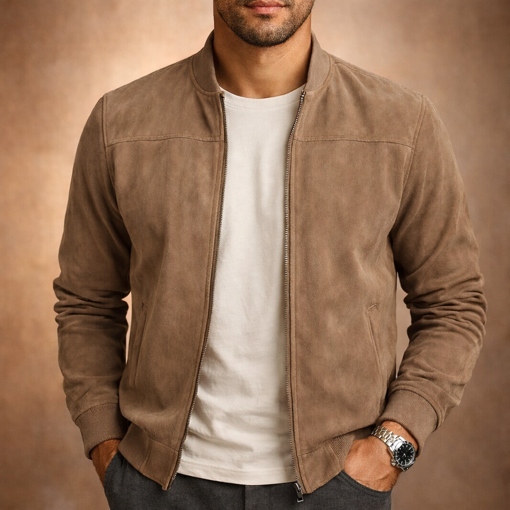 Herren Bomberjacke in Wildleder-Optik