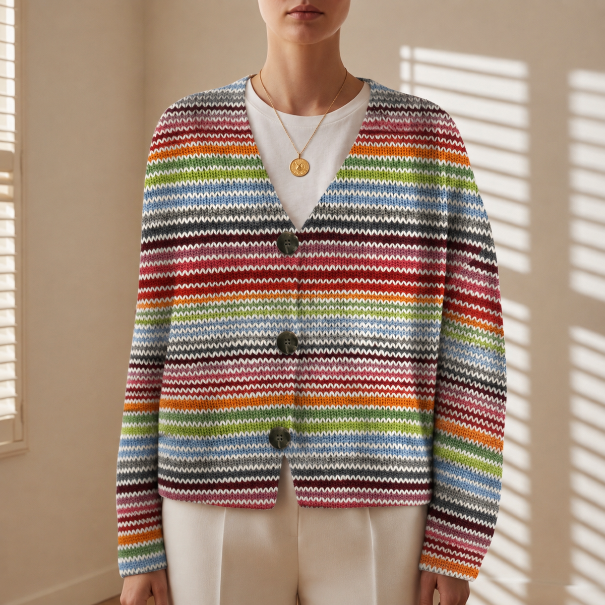 Strickjacke mit Knopfleiste in Farbverlauf-Optik