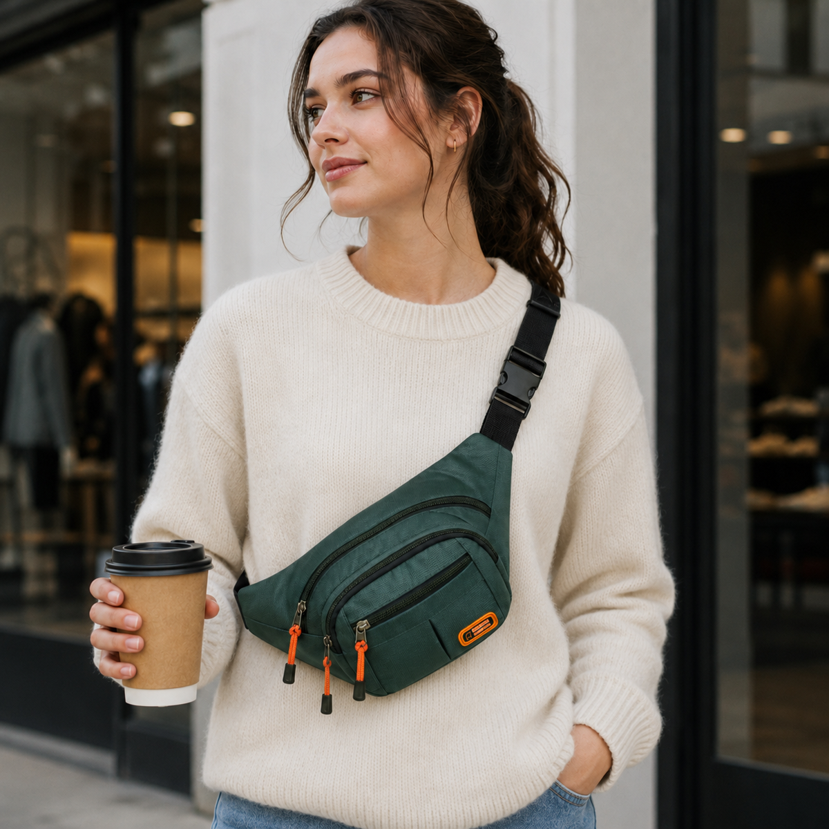 Robuste Gürteltasche mit Reissverschlussfächern für Alltag und Arbeit