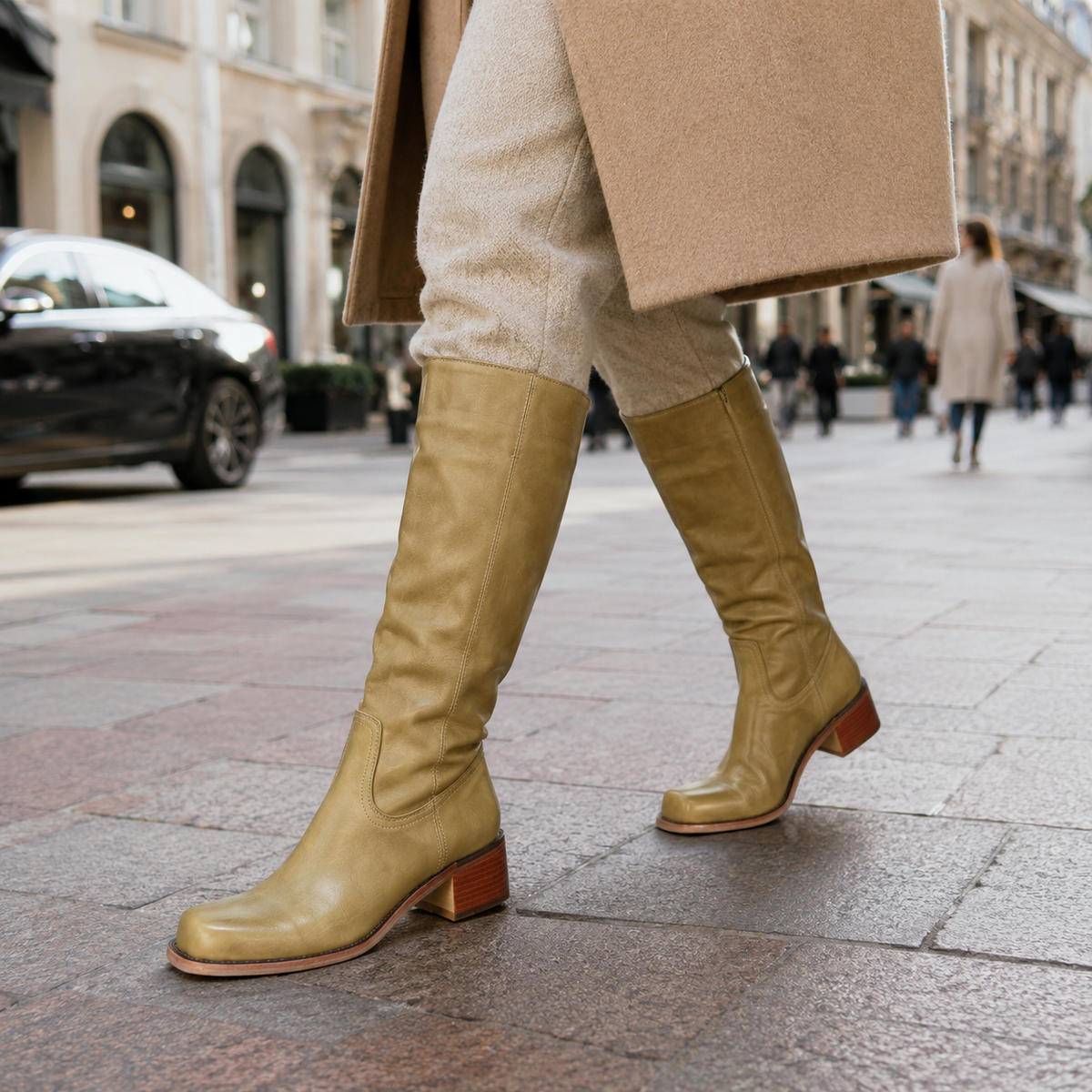 Elegante Hohe Lederstiefel mit Schmaler Silhouette