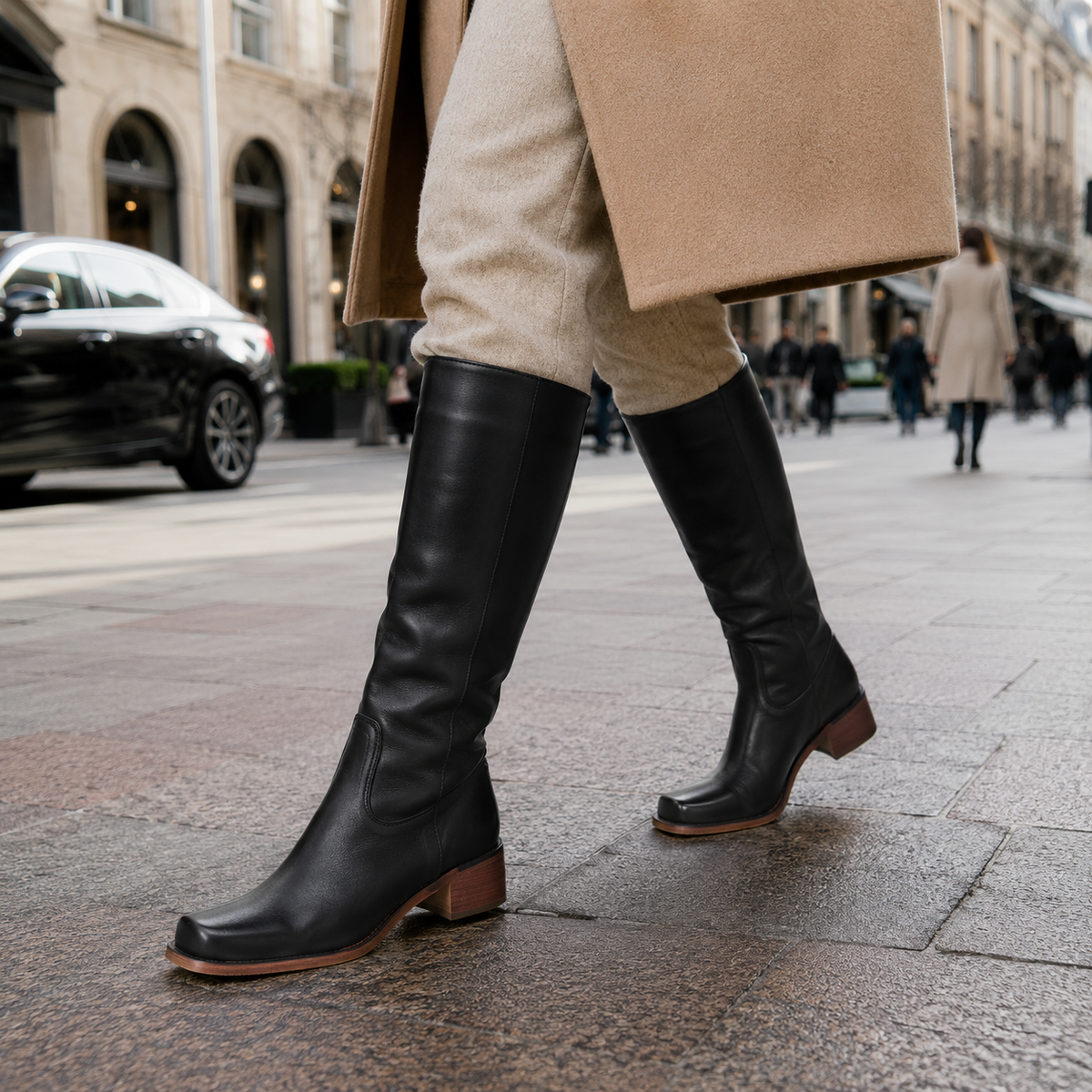 Elegante Hohe Lederstiefel mit Schmaler Silhouette