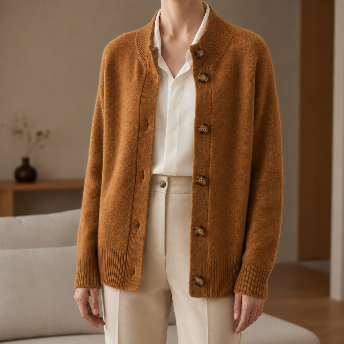 Entspannter Strick-Cardigan mit Knopfleiste