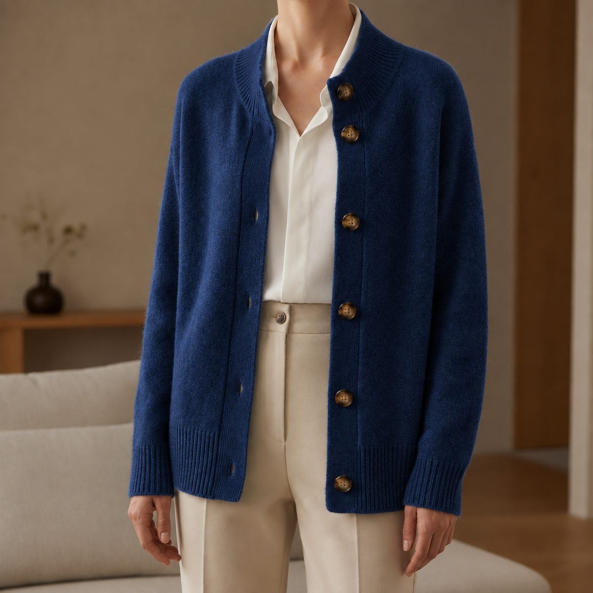 Entspannter Strick-Cardigan mit Knopfleiste