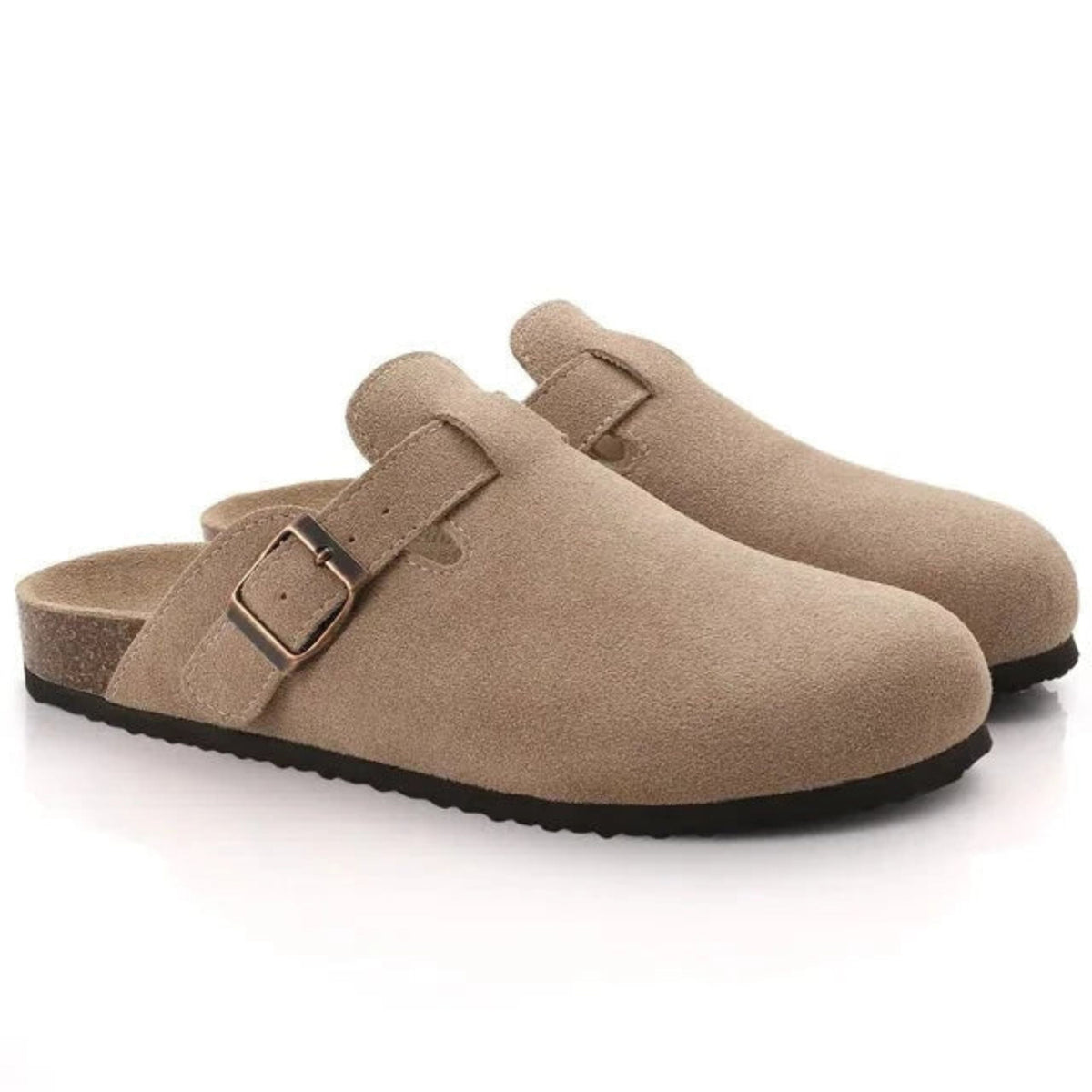 Herren Slipper-Clogs aus Wildleder mit Schnallendetail