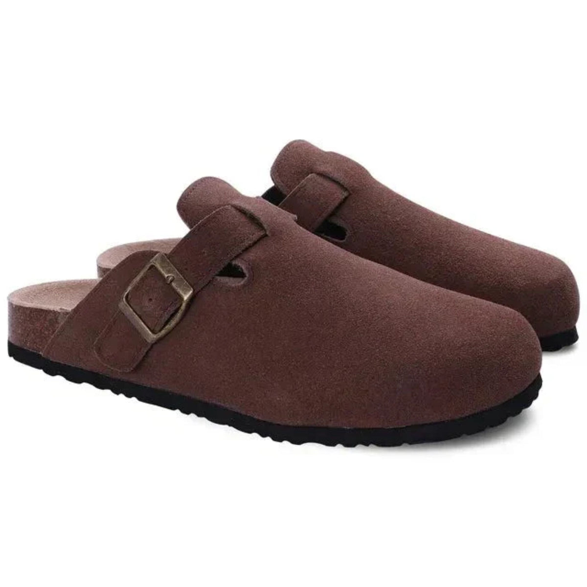 Herren Slipper-Clogs aus Wildleder mit Schnallendetail