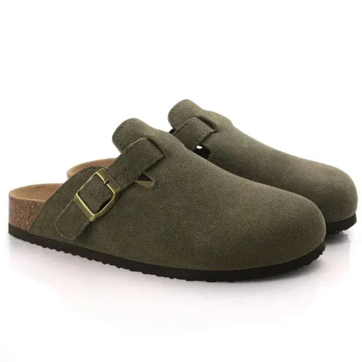 Herren Slipper-Clogs aus Wildleder mit Schnallendetail
