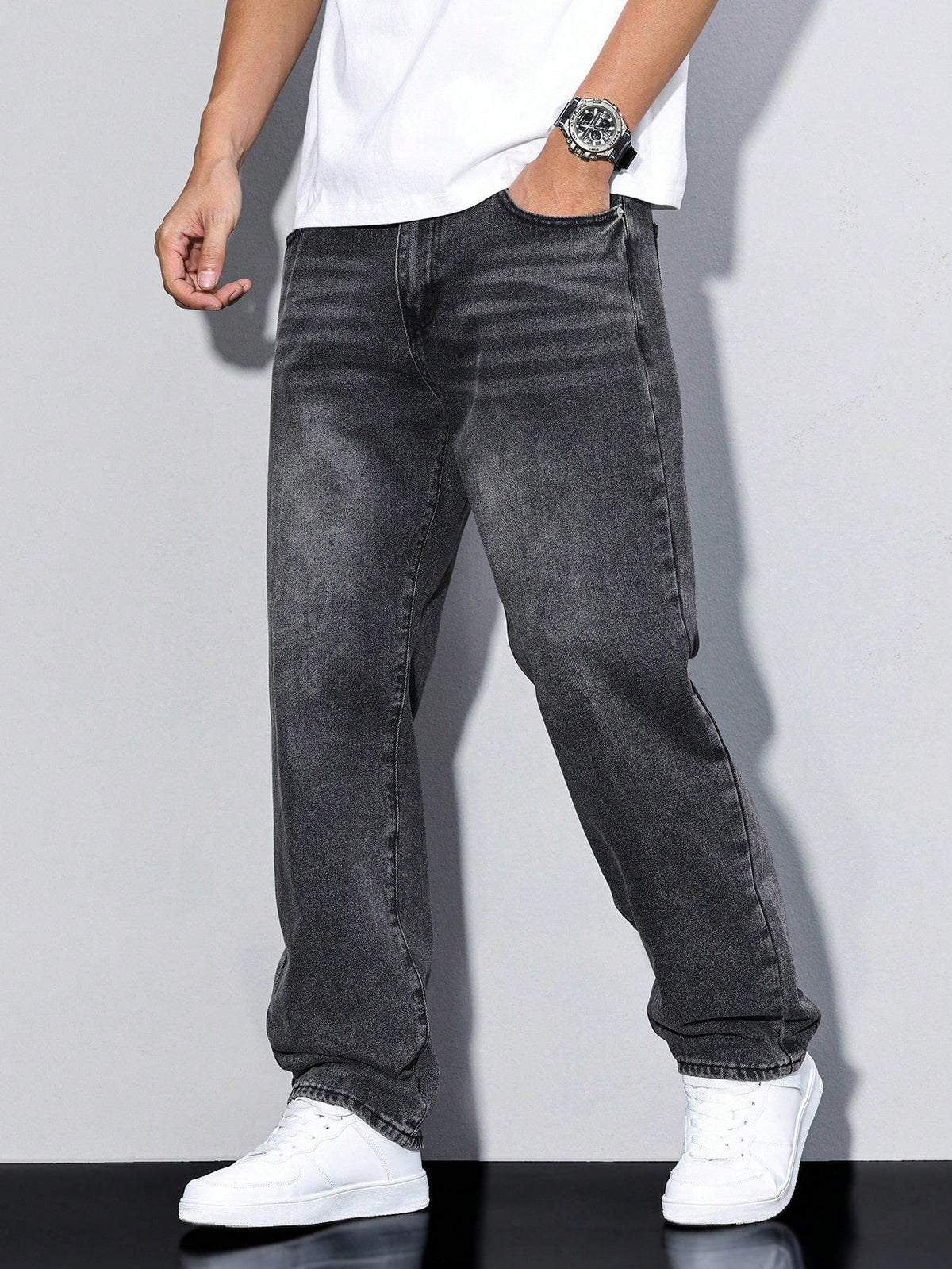 Herren Jeans mit Geradem Bein und Komfortschnitt