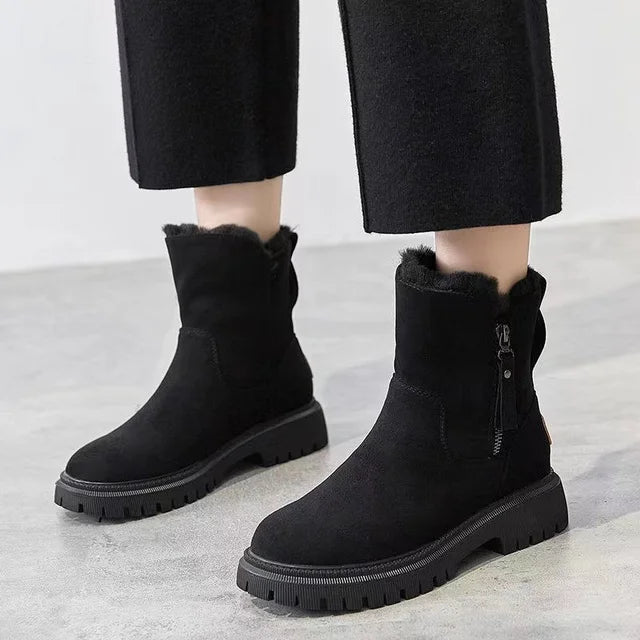 Damen Schneestiefel mit Plateausohle und Plüschfutter