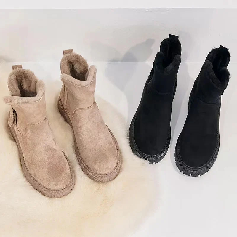 Damen Schneestiefel mit Plateausohle und Plüschfutter