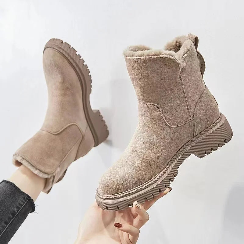 Damen Schneestiefel mit Plateausohle und Plüschfutter