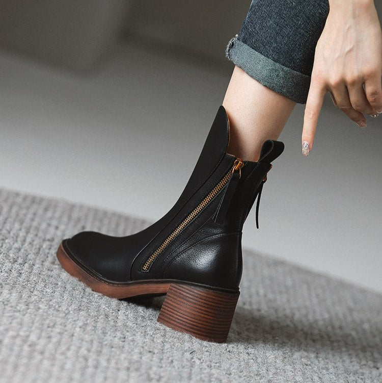 Damen Stiefeletten mit Absatz und Reißverschluss